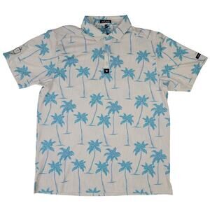 Bad Birdie Chasin' Shades Polo Shirt w Palm Tree Pattern Men's Sz XL NWT